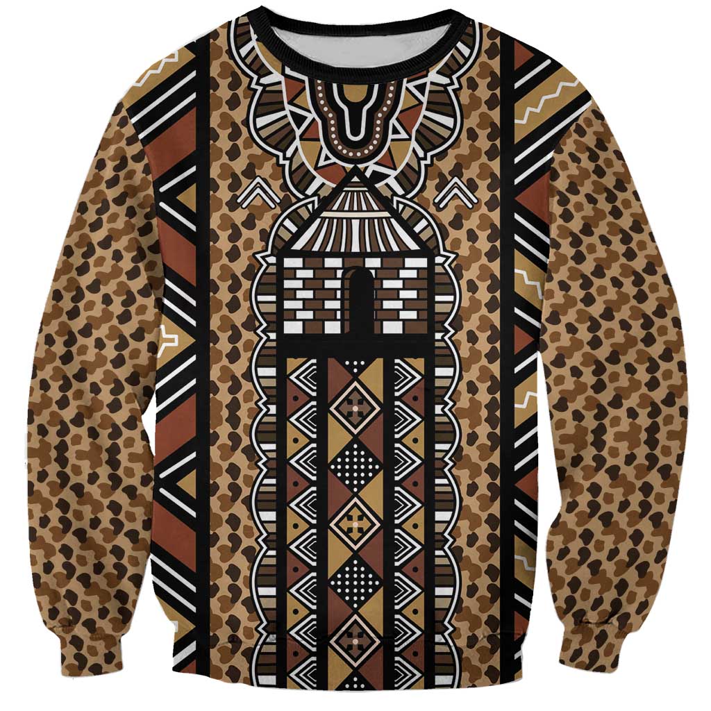 Mali Mud Cloth Leopards Legacy Sweatshirt Tribal Village - Wonder Print Shop