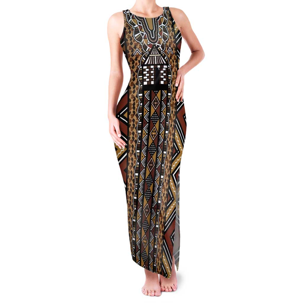 Mali Mud Cloth Leopards Legacy Tank Maxi Dress Tribal Village - Wonder Print Shop