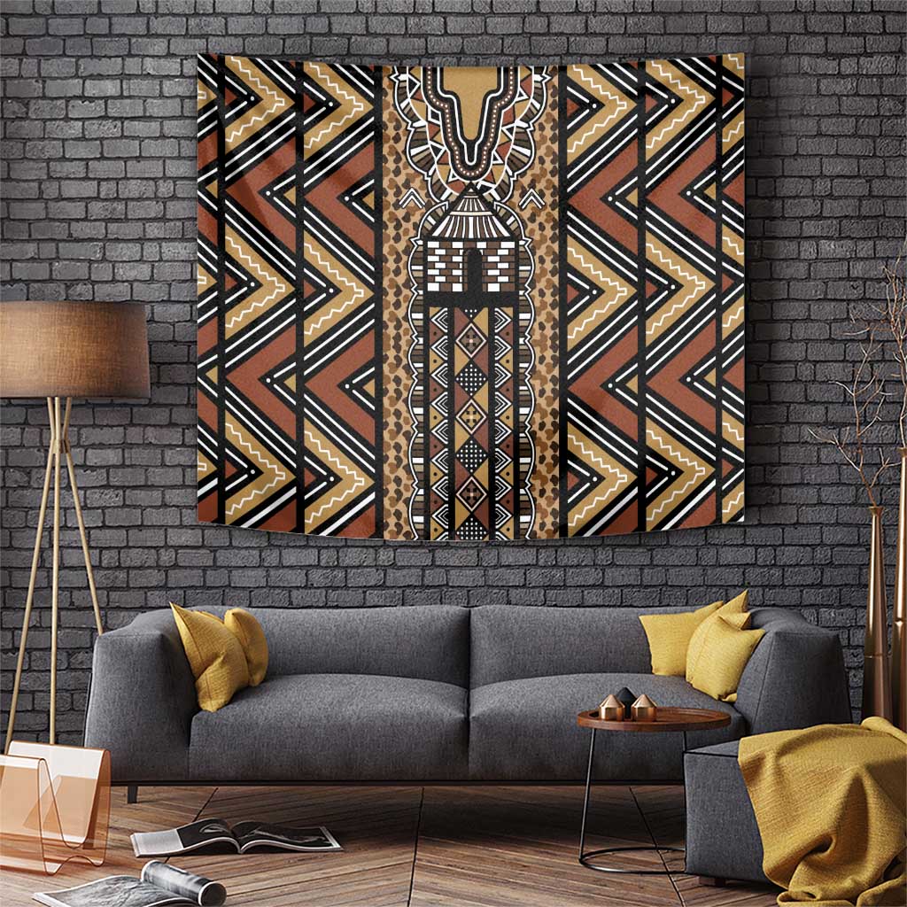 Mali Mud Cloth Leopards Legacy Tapestry Tribal Village - Wonder Print Shop