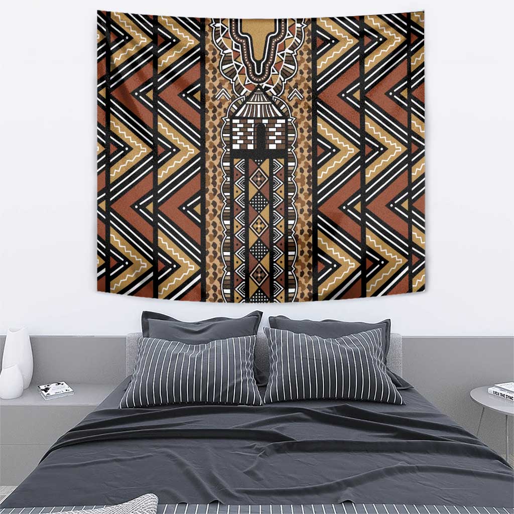 Mali Mud Cloth Leopards Legacy Tapestry Tribal Village - Wonder Print Shop