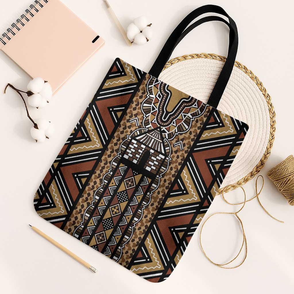Mali Mud Cloth Leopards Legacy Tote Bag Tribal Village - Wonder Print Shop