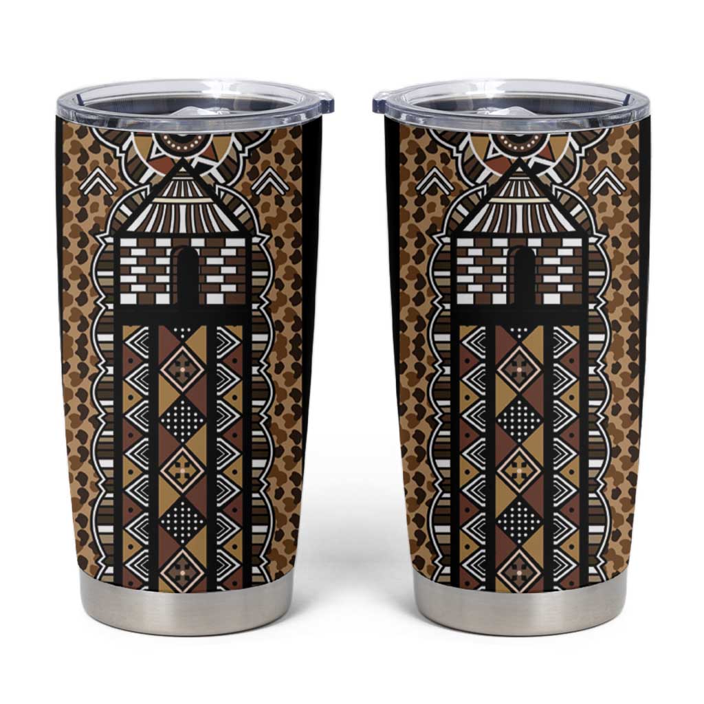 Mali Mud Cloth Leopards Legacy Tumbler Cup Tribal Village - Wonder Print Shop