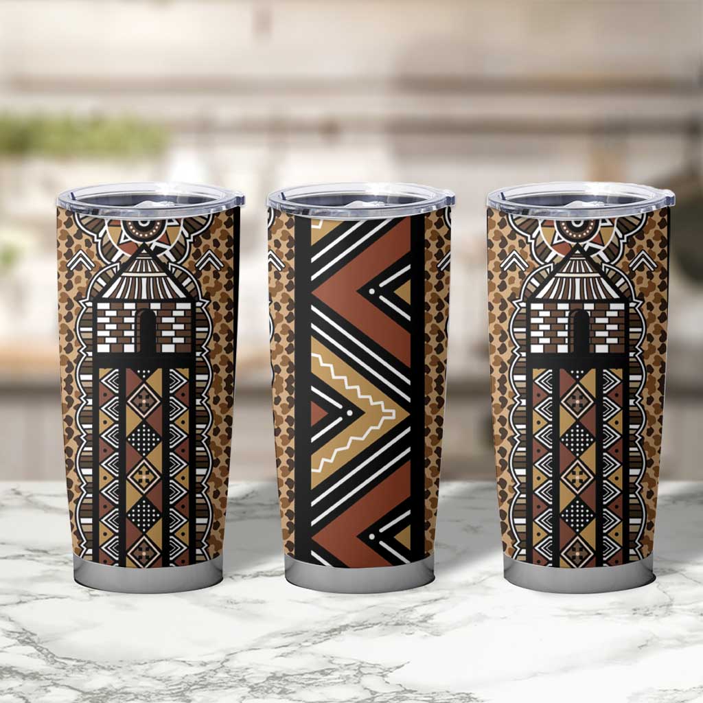 Mali Mud Cloth Leopards Legacy Tumbler Cup Tribal Village - Wonder Print Shop