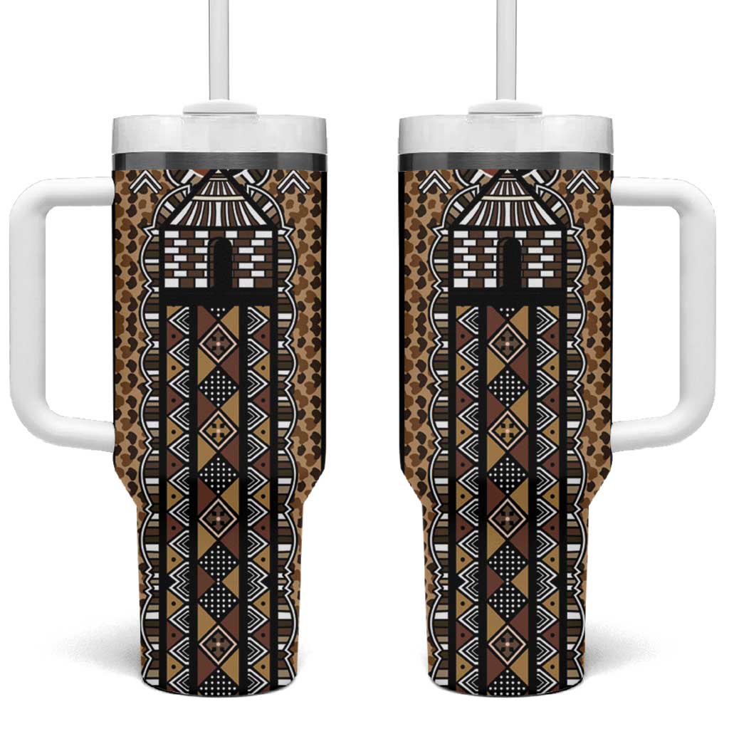 Mali Mud Cloth Leopards Legacy Tumbler With Handle Tribal Village - Wonder Print Shop
