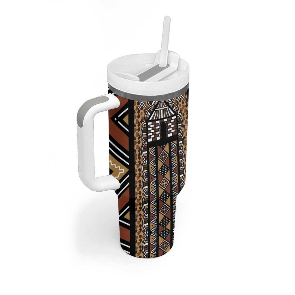 Mali Mud Cloth Leopards Legacy Tumbler With Handle Tribal Village - Wonder Print Shop