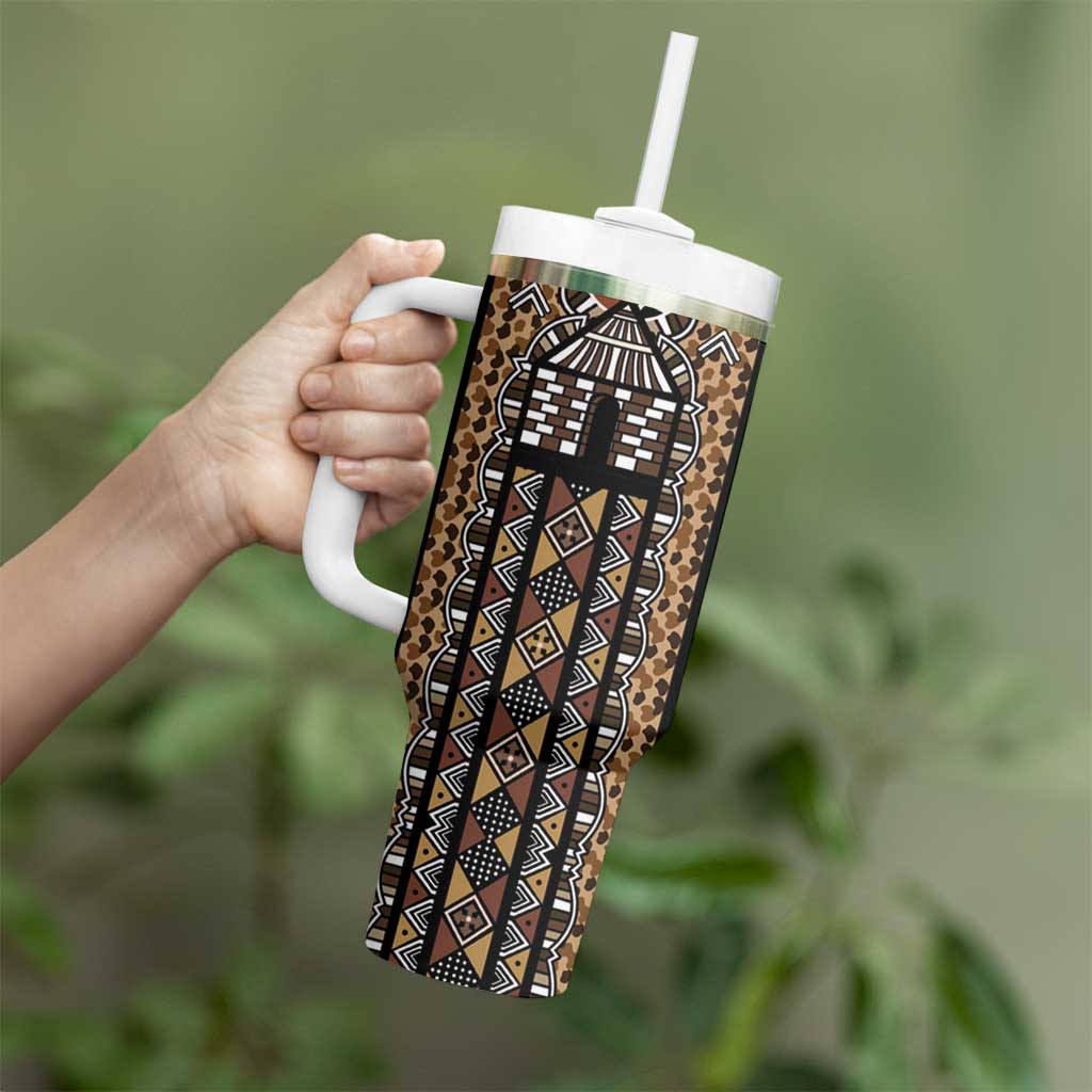Mali Mud Cloth Leopards Legacy Tumbler With Handle Tribal Village - Wonder Print Shop