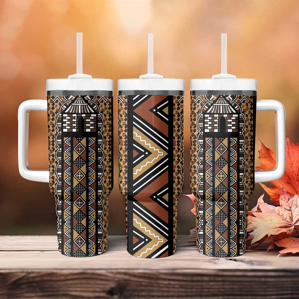 Mali Mud Cloth Leopards Legacy Tumbler With Handle Tribal Village - Wonder Print Shop