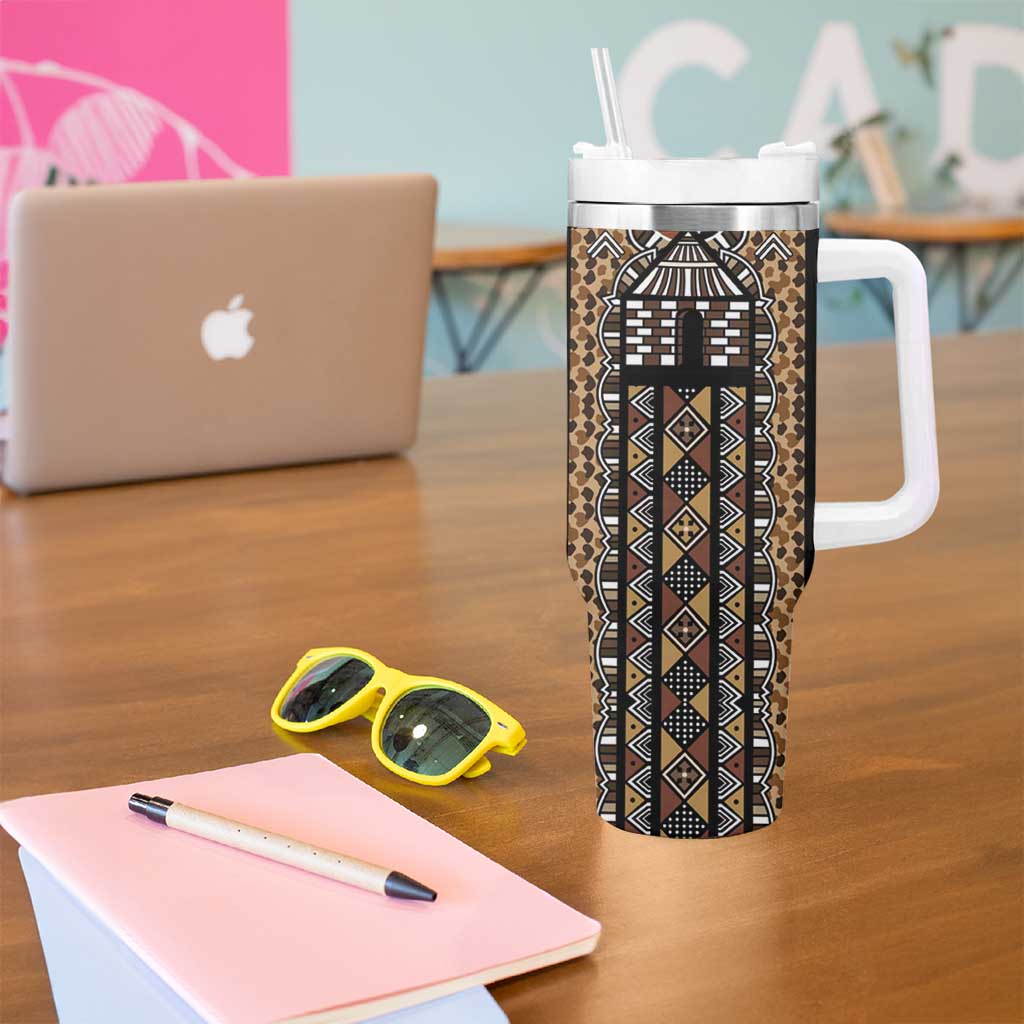 Mali Mud Cloth Leopards Legacy Tumbler With Handle Tribal Village - Wonder Print Shop