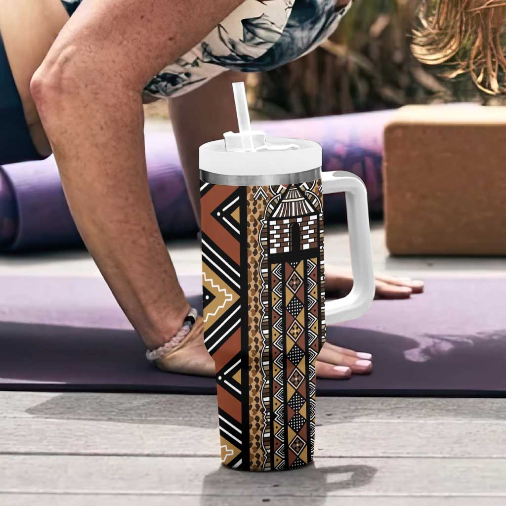 Mali Mud Cloth Leopards Legacy Tumbler With Handle Tribal Village - Wonder Print Shop