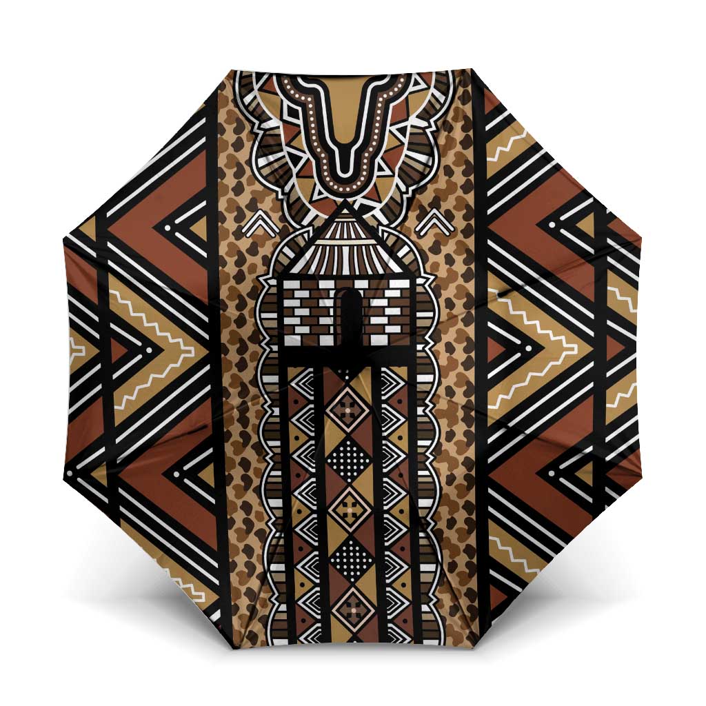 Mali Mud Cloth Leopards Legacy Umbrella Tribal Village - Wonder Print Shop