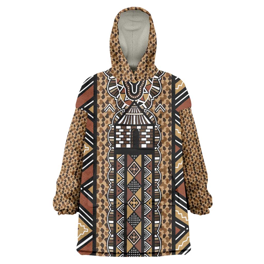 Mali Mud Cloth Leopards Legacy Wearable Blanket Hoodie Tribal Village - Wonder Print Shop