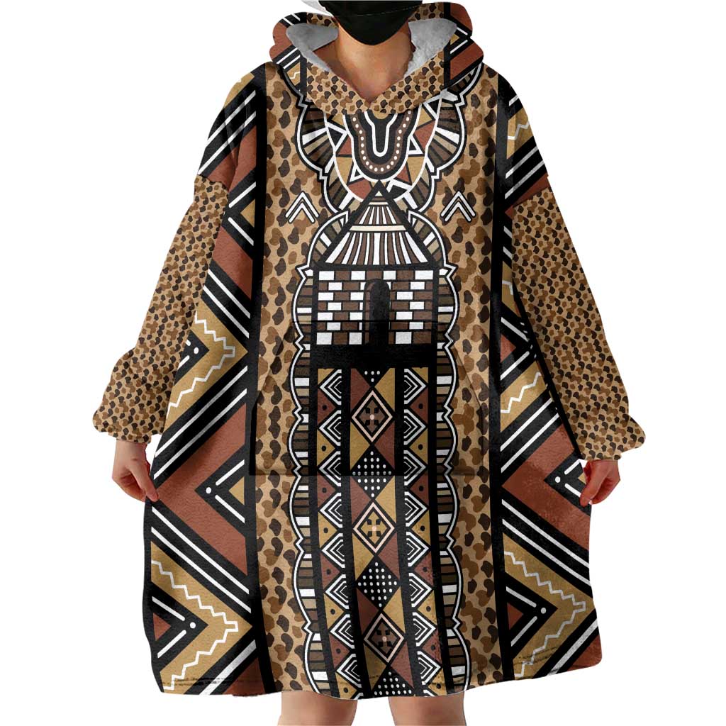 Mali Mud Cloth Leopards Legacy Wearable Blanket Hoodie Tribal Village - Wonder Print Shop