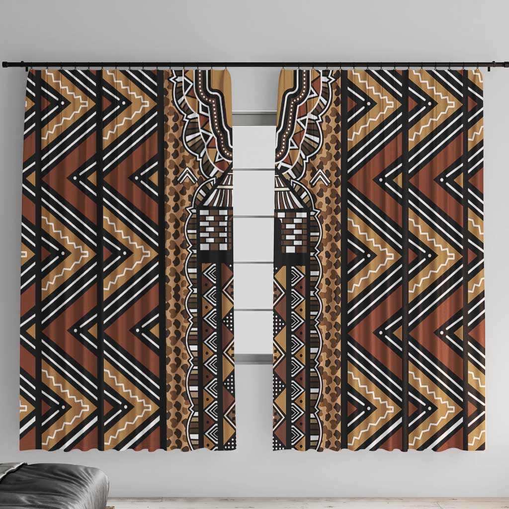 Mali Mud Cloth Leopards Legacy Window Curtain Tribal Village - Wonder Print Shop
