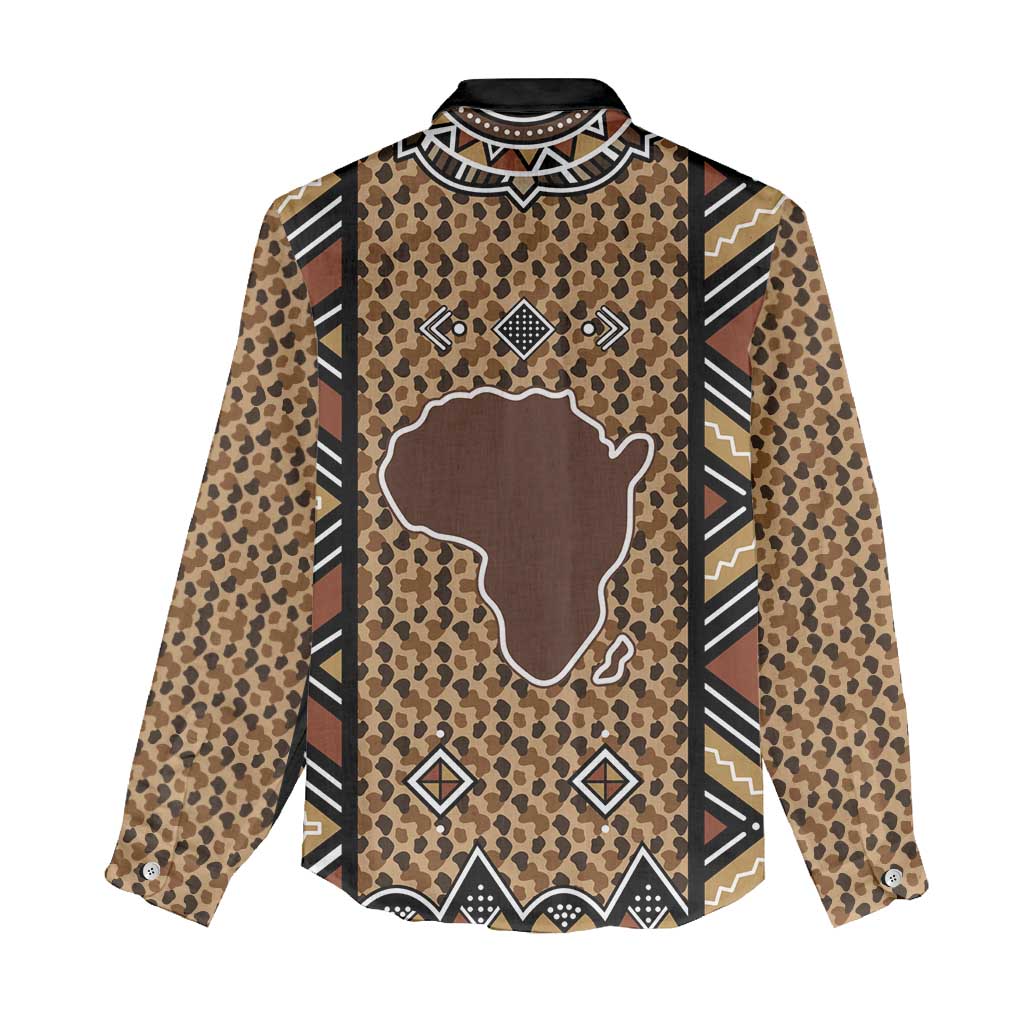 Mali Mud Cloth Leopards Legacy Women Casual Shirt Tribal Village - Wonder Print Shop