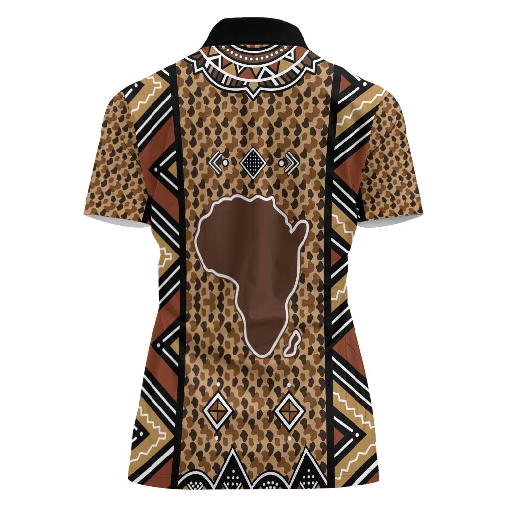Mali Mud Cloth Leopards Legacy Women Polo Shirt Tribal Village - Wonder Print Shop