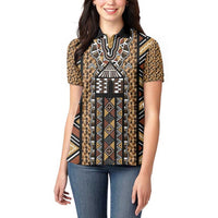 Mali Mud Cloth Leopards Legacy Women Polo Shirt Tribal Village - Wonder Print Shop