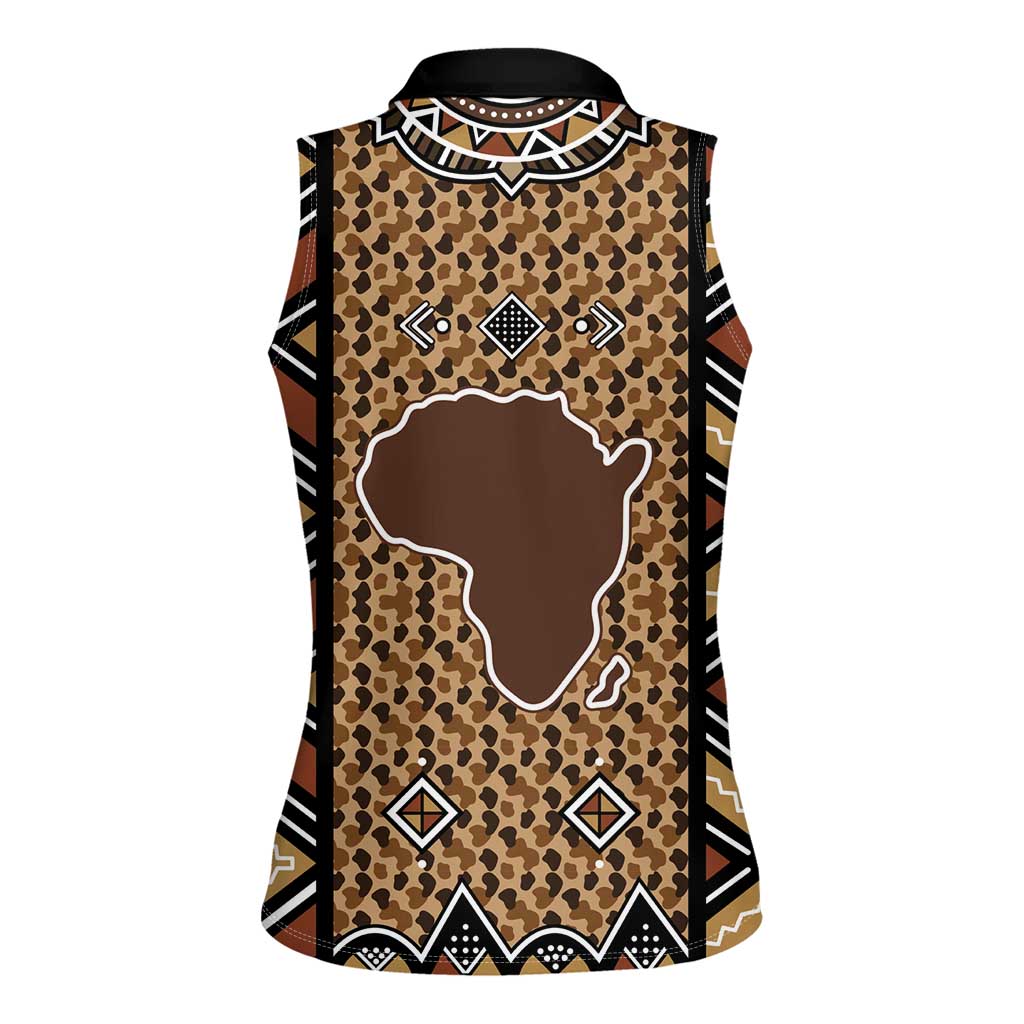 Mali Mud Cloth Leopards Legacy Women Sleeveless Polo Shirt Tribal Village - Wonder Print Shop