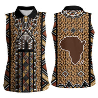 Mali Mud Cloth Leopards Legacy Women Sleeveless Polo Shirt Tribal Village - Wonder Print Shop