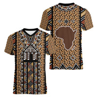 Mali Mud Cloth Leopards Legacy Women V-Neck T-Shirt Tribal Village - Wonder Print Shop