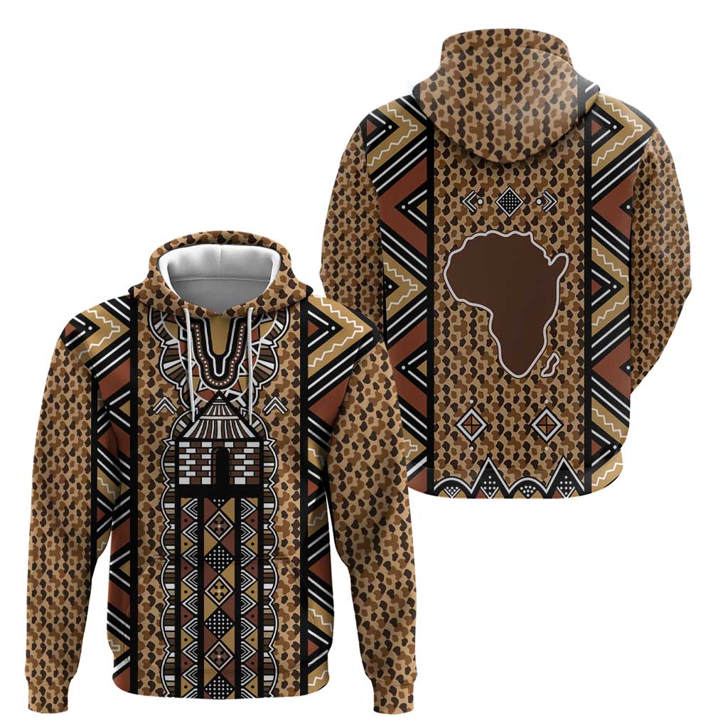 Mali Mud Cloth Leopards Legacy Zip Hoodie Tribal Village - Wonder Print Shop