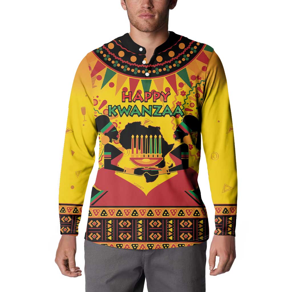 Kwanzaa Holiday Button Sweatshirt African Pattern - Wonder Print Shop