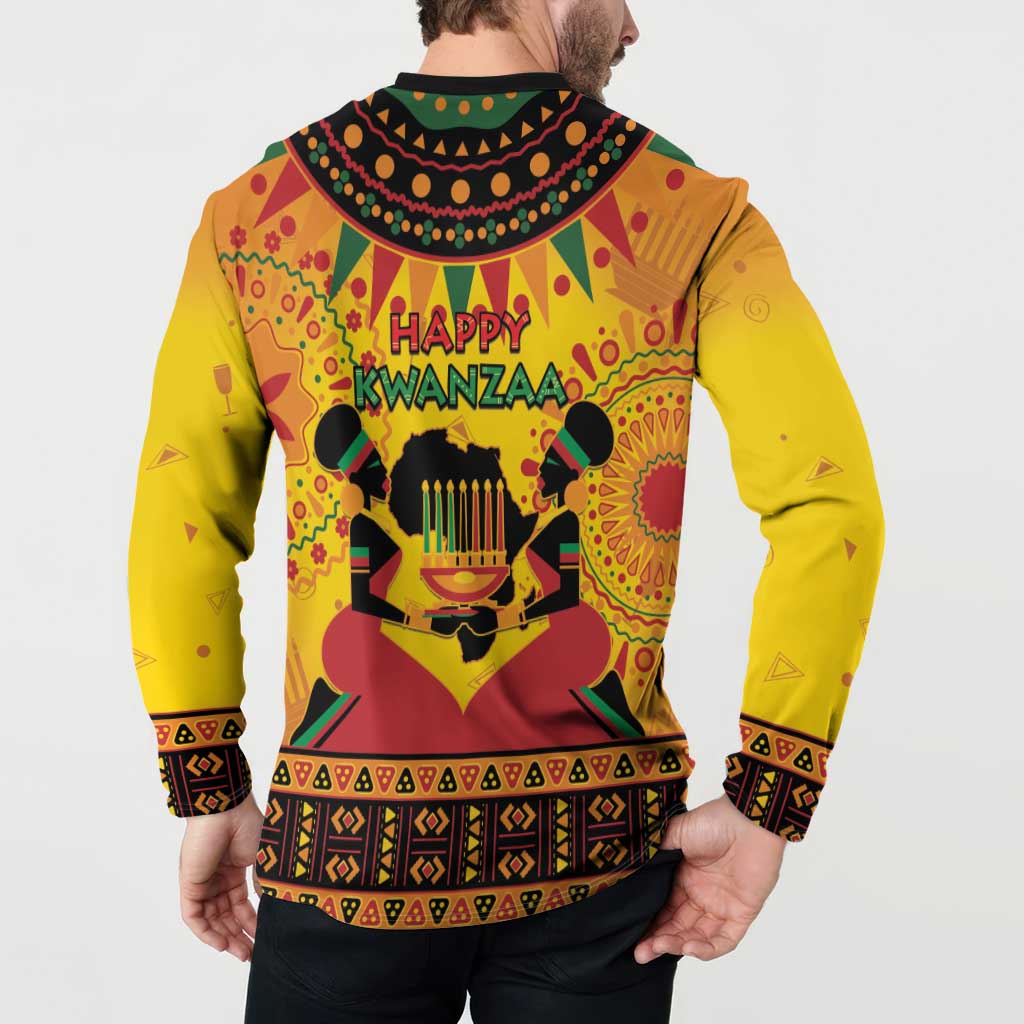 Kwanzaa Holiday Button Sweatshirt African Pattern - Wonder Print Shop