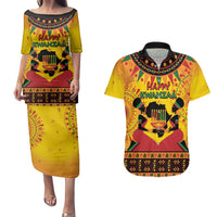 Kwanzaa Holiday Couples Matching Puletasi and Hawaiian Shirt African Pattern - Wonder Print Shop