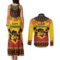 Kwanzaa Holiday Couples Matching Tank Maxi Dress and Long Sleeve Button Shirt African Pattern - Wonder Print Shop