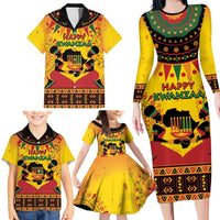 Kwanzaa Holiday Family Matching Long Sleeve Bodycon Dress and Hawaiian Shirt African Pattern - Wonder Print Shop