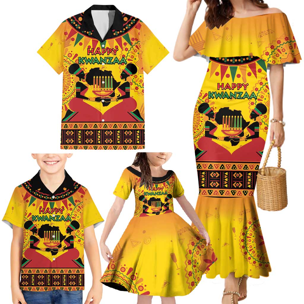 Kwanzaa Holiday Family Matching Mermaid Dress and Hawaiian Shirt African Pattern - Wonder Print Shop