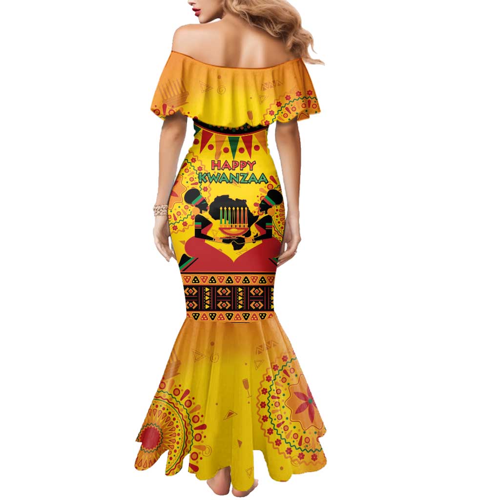 Kwanzaa Holiday Family Matching Mermaid Dress and Hawaiian Shirt African Pattern - Wonder Print Shop