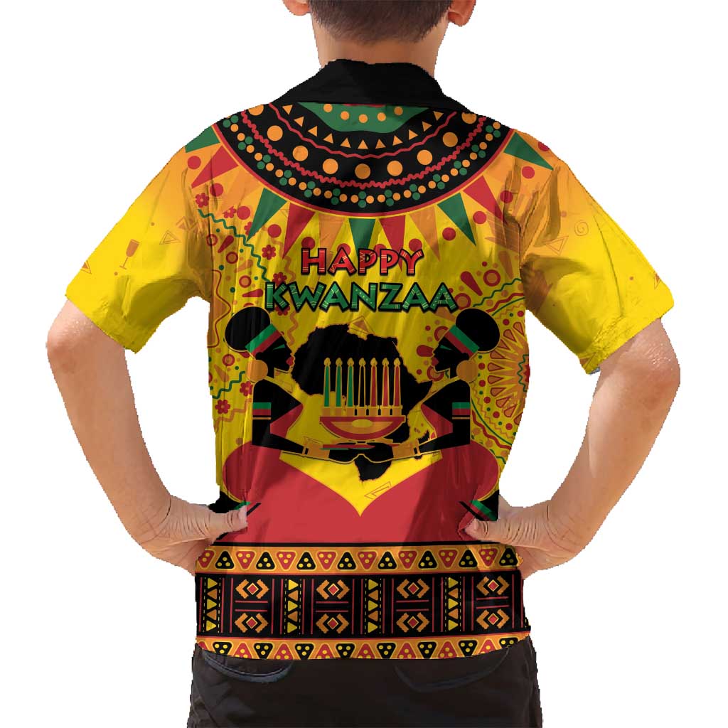 Kwanzaa Holiday Family Matching Off Shoulder Maxi Dress and Hawaiian Shirt African Pattern - Wonder Print Shop