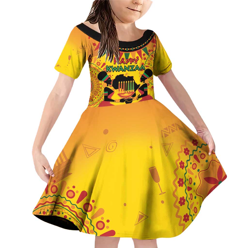 Kwanzaa Holiday Family Matching Off Shoulder Short Dress and Hawaiian Shirt African Pattern - Wonder Print Shop