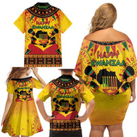 Kwanzaa Holiday Family Matching Off Shoulder Short Dress and Hawaiian Shirt African Pattern - Wonder Print Shop