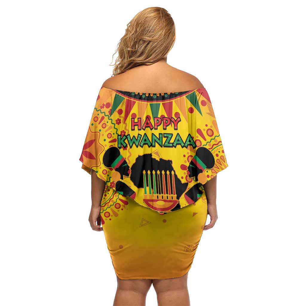 Kwanzaa Holiday Family Matching Off Shoulder Short Dress and Hawaiian Shirt African Pattern - Wonder Print Shop