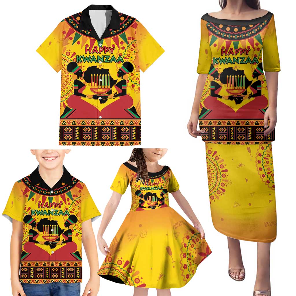 Kwanzaa Holiday Family Matching Puletasi and Hawaiian Shirt African Pattern - Wonder Print Shop