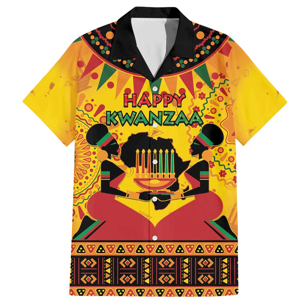 Kwanzaa Holiday Family Matching Short Sleeve Bodycon Dress and Hawaiian Shirt African Pattern - Wonder Print Shop