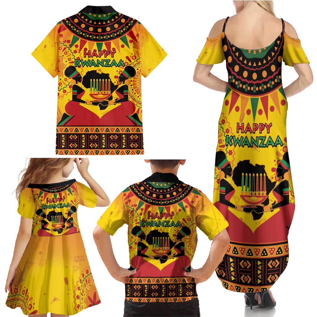 Kwanzaa Holiday Family Matching Summer Maxi Dress and Hawaiian Shirt African Pattern - Wonder Print Shop