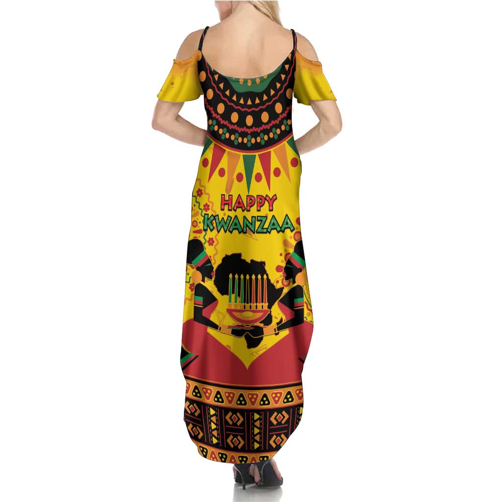 Kwanzaa Holiday Family Matching Summer Maxi Dress and Hawaiian Shirt African Pattern - Wonder Print Shop