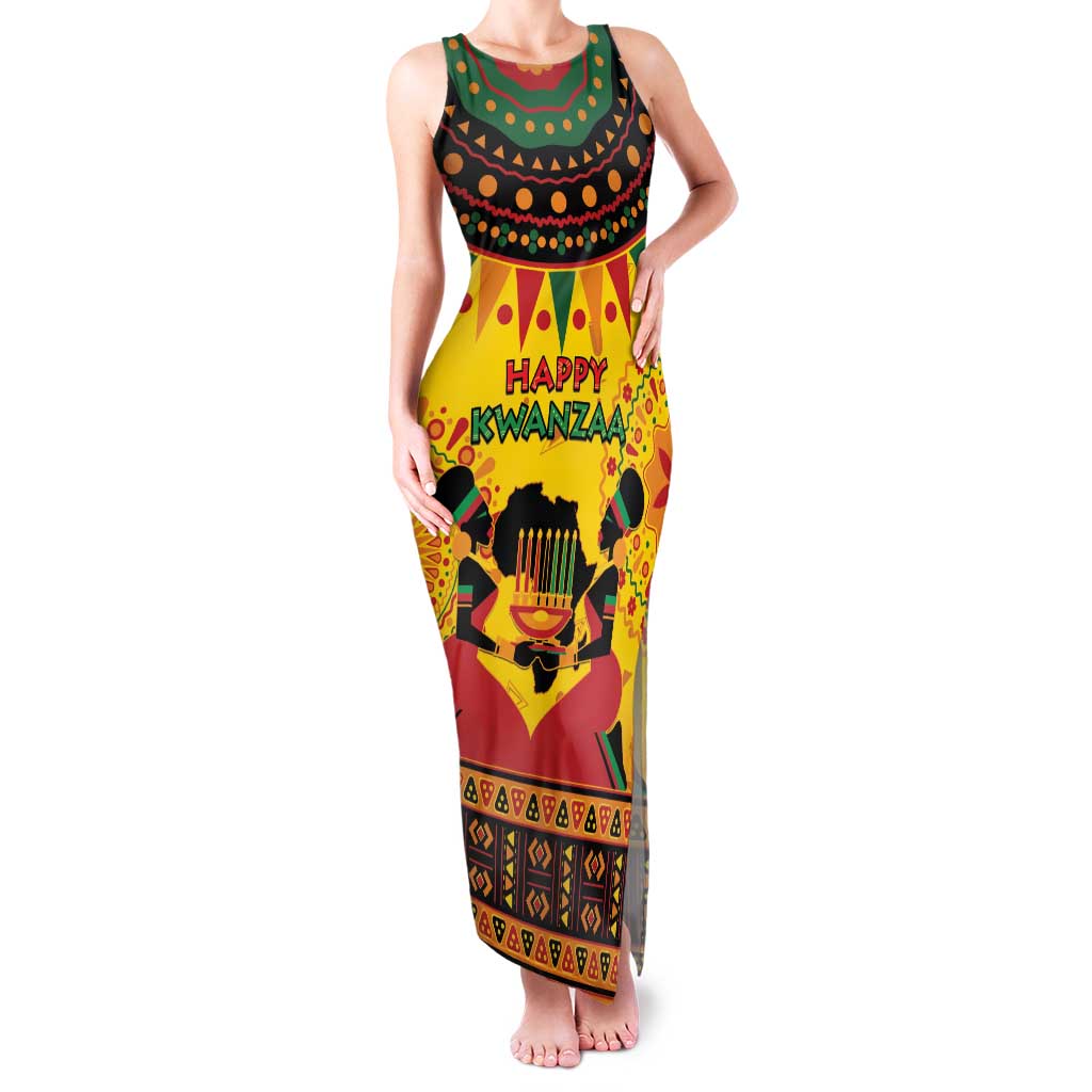 Kwanzaa Holiday Family Matching Tank Maxi Dress and Hawaiian Shirt African Pattern - Wonder Print Shop