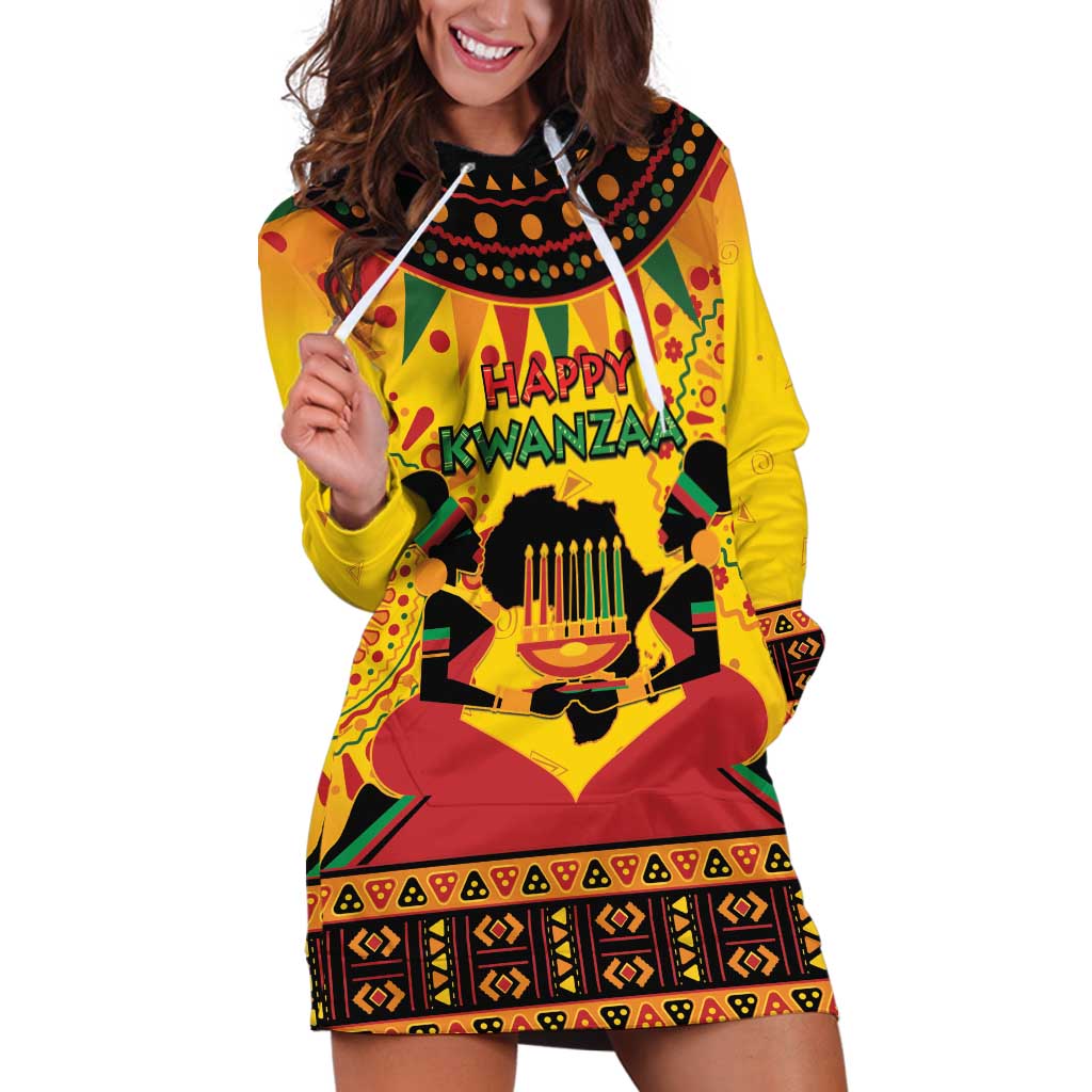 Kwanzaa Holiday Hoodie Dress African Pattern - Wonder Print Shop