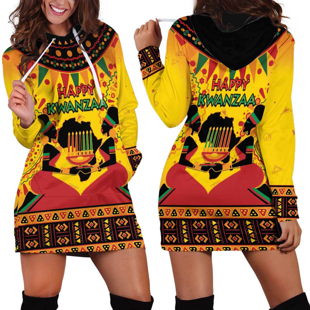 Kwanzaa Holiday Hoodie Dress African Pattern - Wonder Print Shop