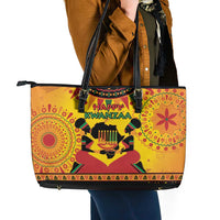 Kwanzaa Holiday Leather Tote Bag African Pattern - Wonder Print Shop