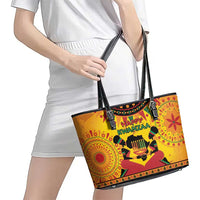 Kwanzaa Holiday Leather Tote Bag African Pattern - Wonder Print Shop