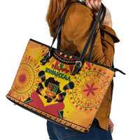 Kwanzaa Holiday Leather Tote Bag African Pattern - Wonder Print Shop