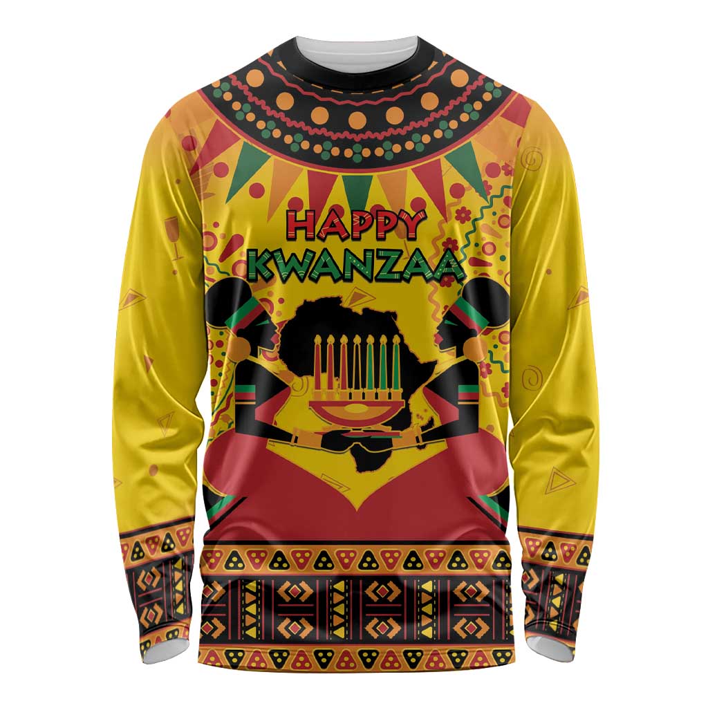 Kwanzaa Holiday Long Sleeve Shirt African Pattern - Wonder Print Shop