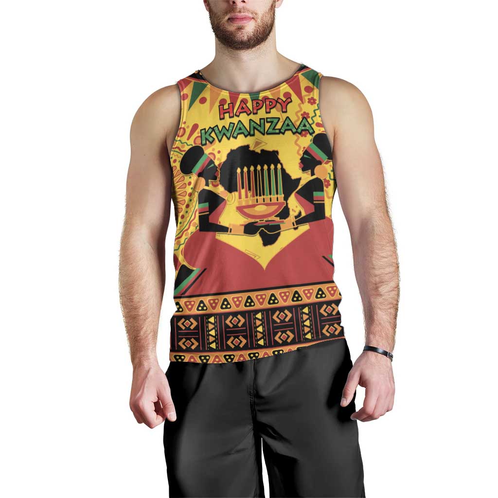 Kwanzaa Holiday Men Tank Top African Pattern - Wonder Print Shop