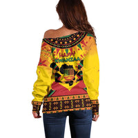 Kwanzaa Holiday Off Shoulder Sweater African Pattern - Wonder Print Shop