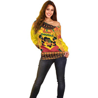 Kwanzaa Holiday Off Shoulder Sweater African Pattern - Wonder Print Shop