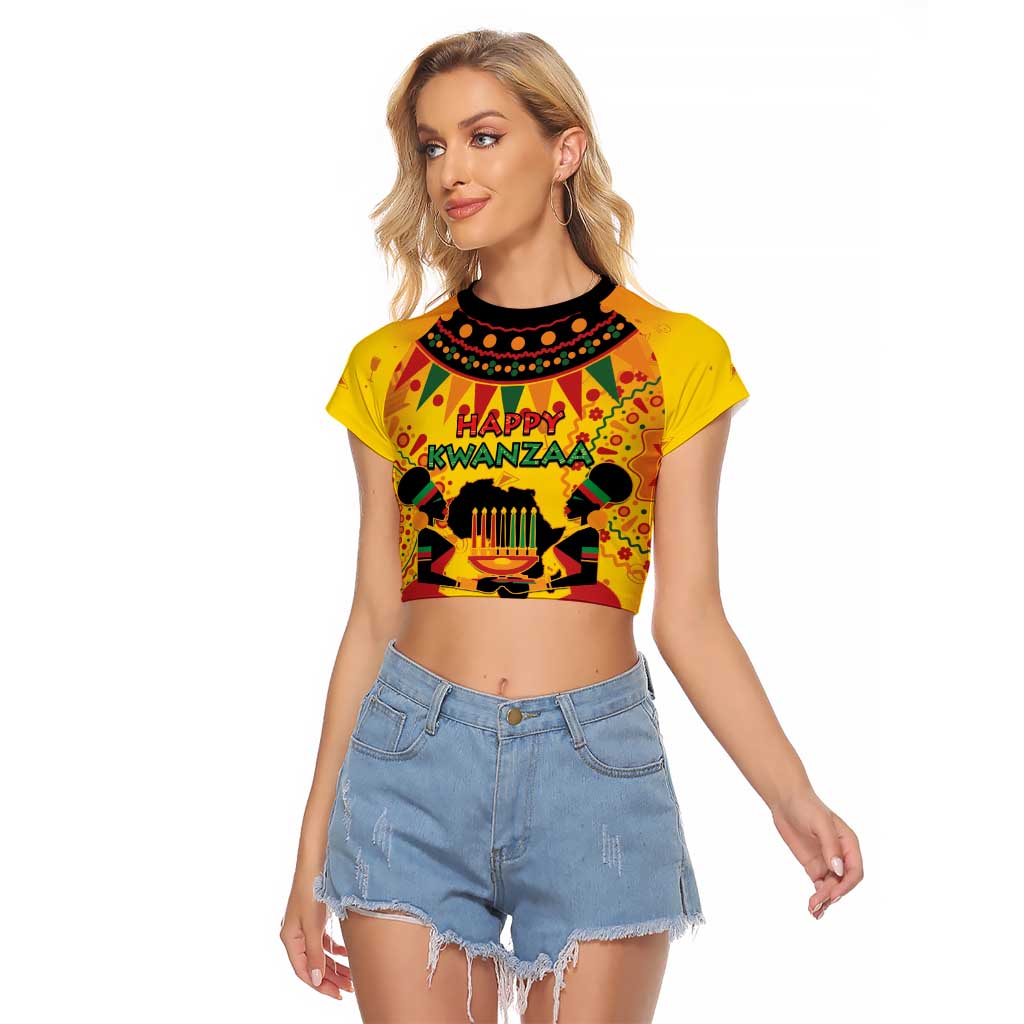 Kwanzaa Holiday Raglan Cropped T Shirt African Pattern - Wonder Print Shop